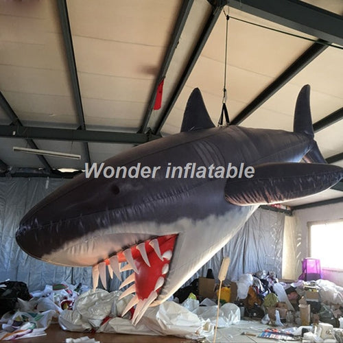 Hanging suspended giant inflatable shark for event decoration