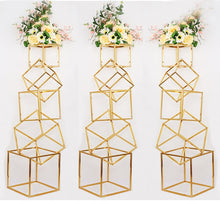 Load image into Gallery viewer, New 5pcs/set gold square wedding plinth decoration Iron geometric placed props road lead T station supplies