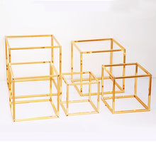 Load image into Gallery viewer, New 5pcs/set gold square wedding plinth decoration Iron geometric placed props road lead T station supplies