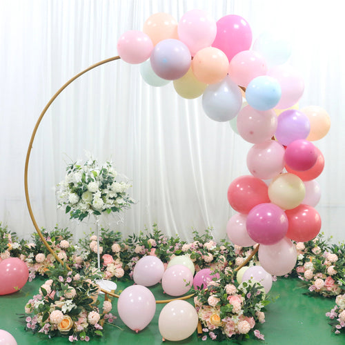 Round Ring Arches Iron Shelf Artificial Flower Door Wedding DIY Background Decoration Gold Circle Centerpiece with Stand