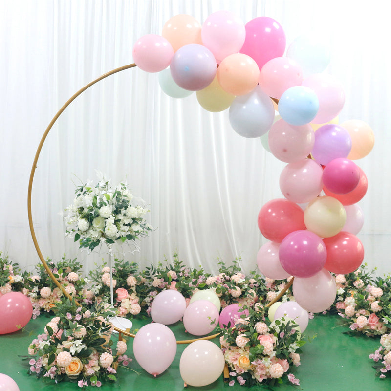 Round Ring Arches Iron Shelf Artificial Flower Door Wedding DIY Background Decoration Gold Circle Centerpiece with Stand