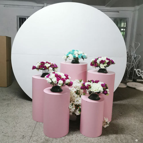grand event stage wedding baby party backdrops metal props circular column cylindrical dessert table flower balloon crafts arch
