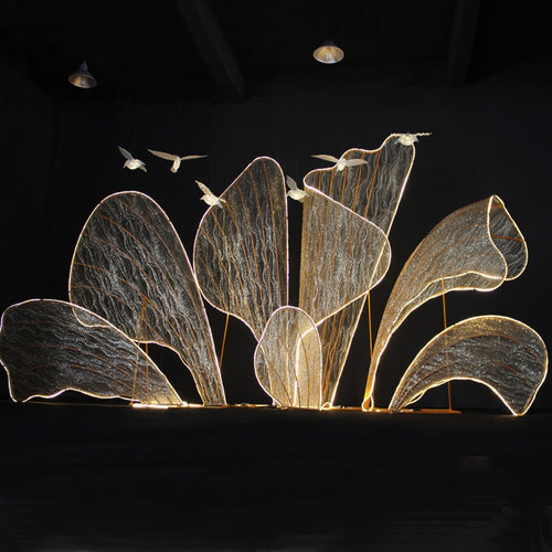 Wedding props gauze iron petals with LED light stage shopping event wedding background decoration