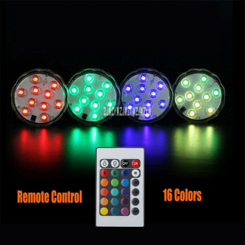 New 100 X RGB 10 Colorful Led Submersible Light Battery Operated IP68 Waterproof Underwater Swimming Pool Wedding Party Lighting