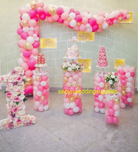 transparent clear acrylic round pillars columns plinths pedestal cylinders walkway stand for wedding party decorations senyu1411