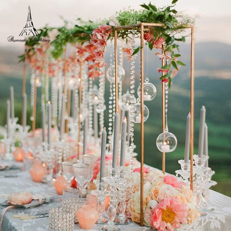 Wedding Decoration Gold Metal Iron Frame Flower Vase Stand Column Wedding materials Centerpieces Decoration home decor