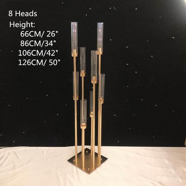 10 Heads Metal Candelabra Candle Holders Road Lead Table Centerpiece Gold Candelabrum Stand Pillar Candlestick For Weddin