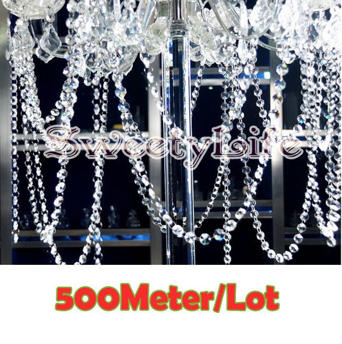 500M/Lot,Free Shipping 14MM Acrylic Octagonal Crystal Garlands / bead Strands, Clear Color, Wedding & Party Decor