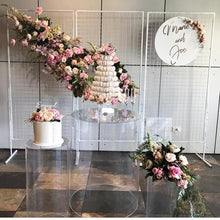 Load image into Gallery viewer, Factory Wholesale Clear Acrylic Wedding Event Display Plinth, Round Plinths Mirror plinth