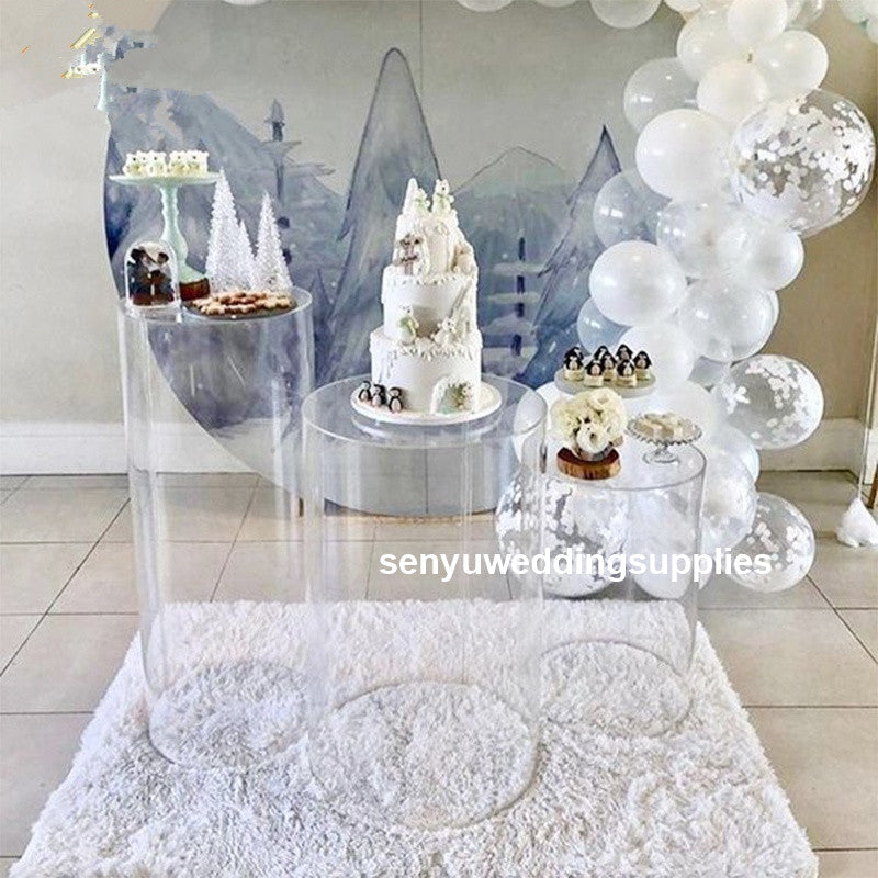 Round Clear Acrylic Plinth Display Customized Lucite Pedestal Plinth senyu1414