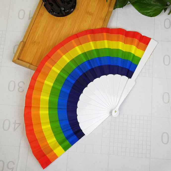 Rainbow Hand Held Folding Fan Dance For Wedding Themed Parties Decoration Fan 100 pcs