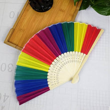 Load image into Gallery viewer, Rainbow Hand Held Folding Fan Dance For Wedding Themed Parties Decoration Fan 100 pcs