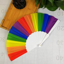 Load image into Gallery viewer, Rainbow Hand Held Folding Fan Dance For Wedding Themed Parties Decoration Fan 100 pcs