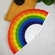 Load image into Gallery viewer, Rainbow Hand Held Folding Fan Dance For Wedding Themed Parties Decoration Fan 100 pcs