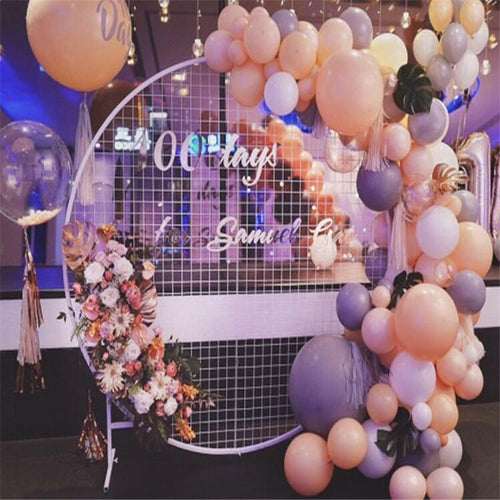 Wedding circle grid wedding arch grid wreath flowers vine shelf balloon background decoration