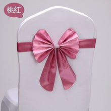 Load image into Gallery viewer, 100pcs/lot spandex chair sash stretch band bow for chair covers,Burgundy colour wedding banquet hotel decorative chair bow sash