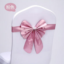 Load image into Gallery viewer, 100pcs/lot spandex chair sash stretch band bow for chair covers,Burgundy colour wedding banquet hotel decorative chair bow sash