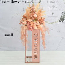 Load image into Gallery viewer, Artificial Wedding flowers table centerpiece backdrop stand decoration electroplating geometric metal iron stand decoration