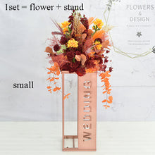 Load image into Gallery viewer, Artificial Wedding flowers table centerpiece backdrop stand decoration electroplating geometric metal iron stand decoration
