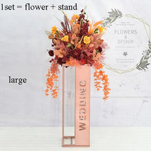 Load image into Gallery viewer, Artificial Wedding flowers table centerpiece backdrop stand decoration electroplating geometric metal iron stand decoration