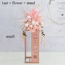 Load image into Gallery viewer, Artificial Wedding flowers table centerpiece backdrop stand decoration electroplating geometric metal iron stand decoration