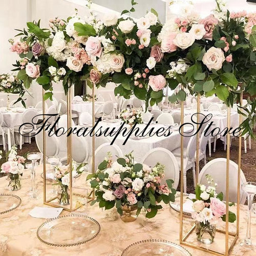 New Style Wedding Metal Gold Color Flower Vase Column flower Stand for Wedding table Centerpiece Decoration