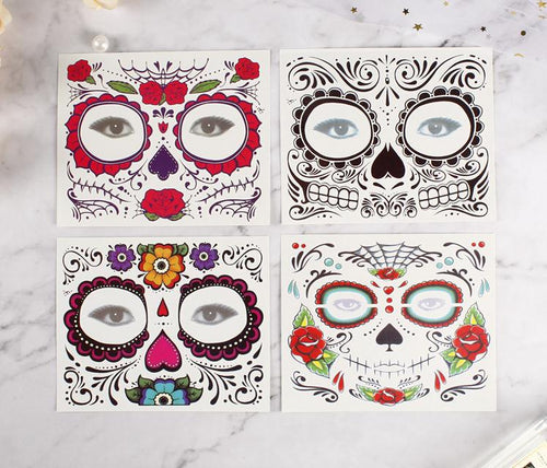 3000pcs /lot Day of The Dead Skull Face Halloween Cool Beauty Tattoo Waterproof Hot Temporary Tattoo Stickers SN2067