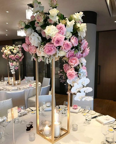 Wedding Flower Vase metal gold or silver flower stand Column Stand for Wedding Centerpiece Decoration