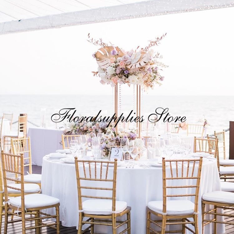 10PCS Gold metal wedding table centerpiece flower stands wedding decoration centerpiece metal iron crystal flower stand