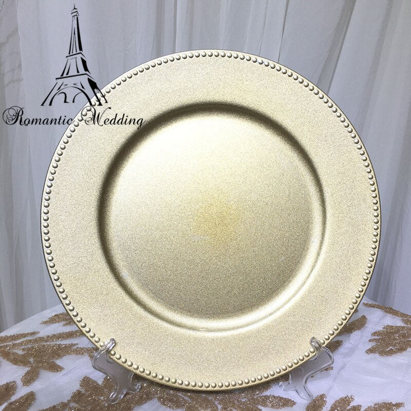 100pcs/lot ROMANTIC WEDDING Gold or Silver Charger Plate Sets for Wedding Event Birthday Party Decoration Home Decor Luxury