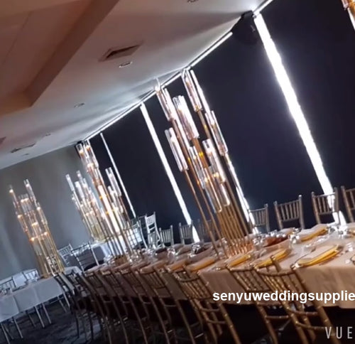 10pcs )80cm tallest) 8 arm Gold Crystal Candelabras Candle Holder wedding Centerpiece Table Stand
