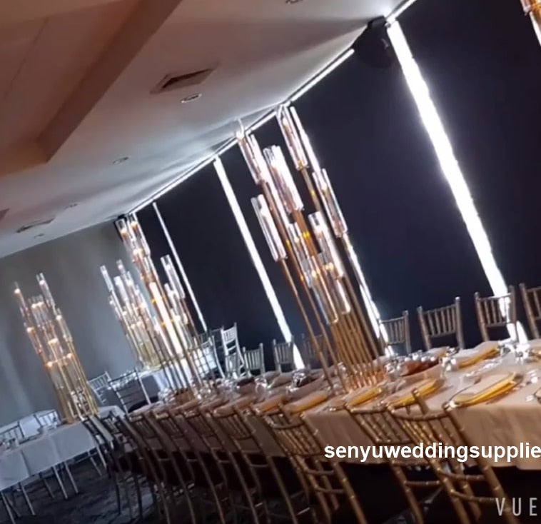 10pcs )80cm tallest) 8 arm Gold Crystal Candelabras Candle Holder wedding Centerpiece Table Stand