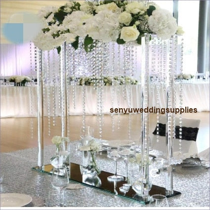 Wedding Decoration Centerpiece Clear Flower Stand Marriage Crystal Acrylic Flower Vase Road Lead Column Pillar Props senyu01191