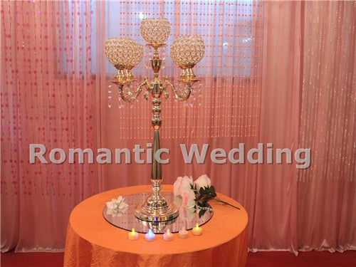 Free shipment 6PCS/lots 5 arms crystal metal candle holder wedding centerpiece for Wedding decoration event party decoration