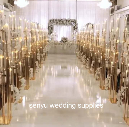 New design Decorative gold/ sliver  wedding column pillar walkway stand for wedding stage decoration senyu0435