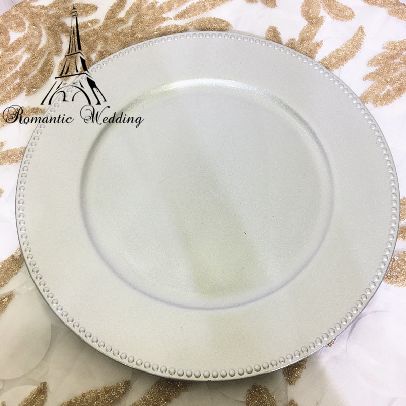 100pcs/lot ROMANTIC WEDDING Gold or Silver Charger Plate Sets for Wedding Event Birthday Party Decoration Home Decor Luxury