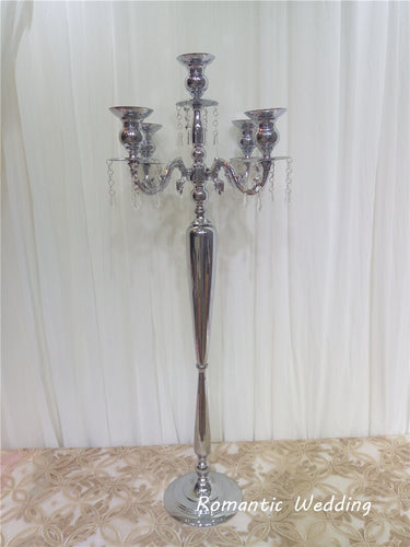 4pcs/lot Free shipment Tall Gold/Silver Crystal Bead Metal Candelabra crafts Discounted Now for Wedding party event decoration