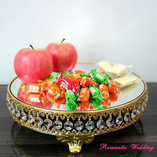 Romantic Wedding Crystal Bead Cup Cake Stand Gold / Silver Metal Cake Racks for Wedding Party Event Usage