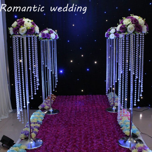 10pcs/lot free shipping Acrylic crystal flower stand 59 inch Tall road lead  for wedding centerpiece event party decorations