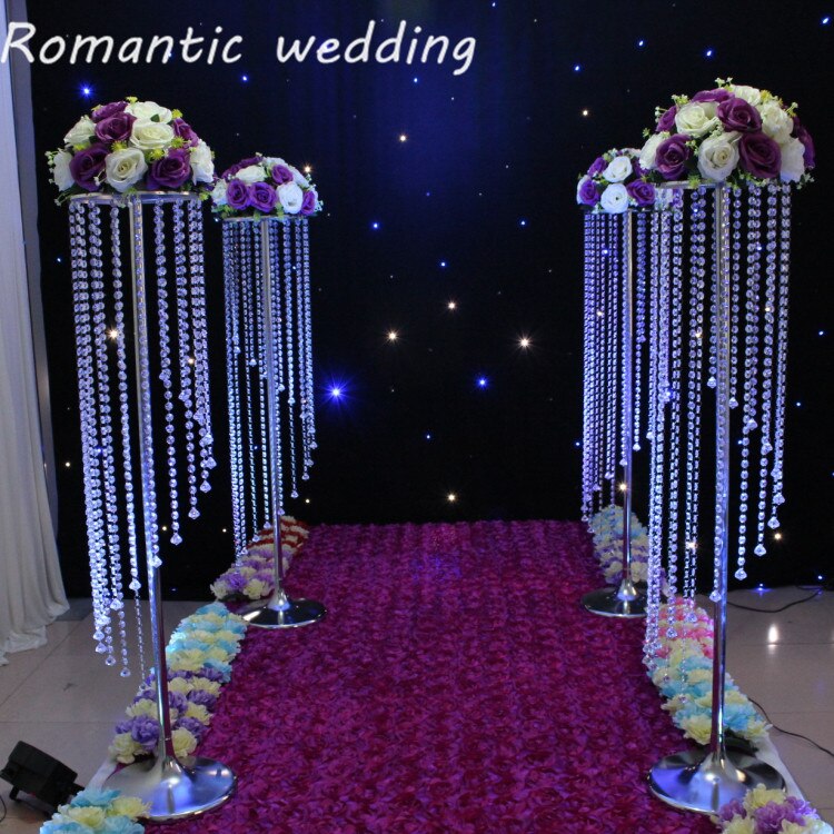 10pcs/lot free shipping Acrylic crystal flower stand 59 inch Tall road lead  for wedding centerpiece event party decorations