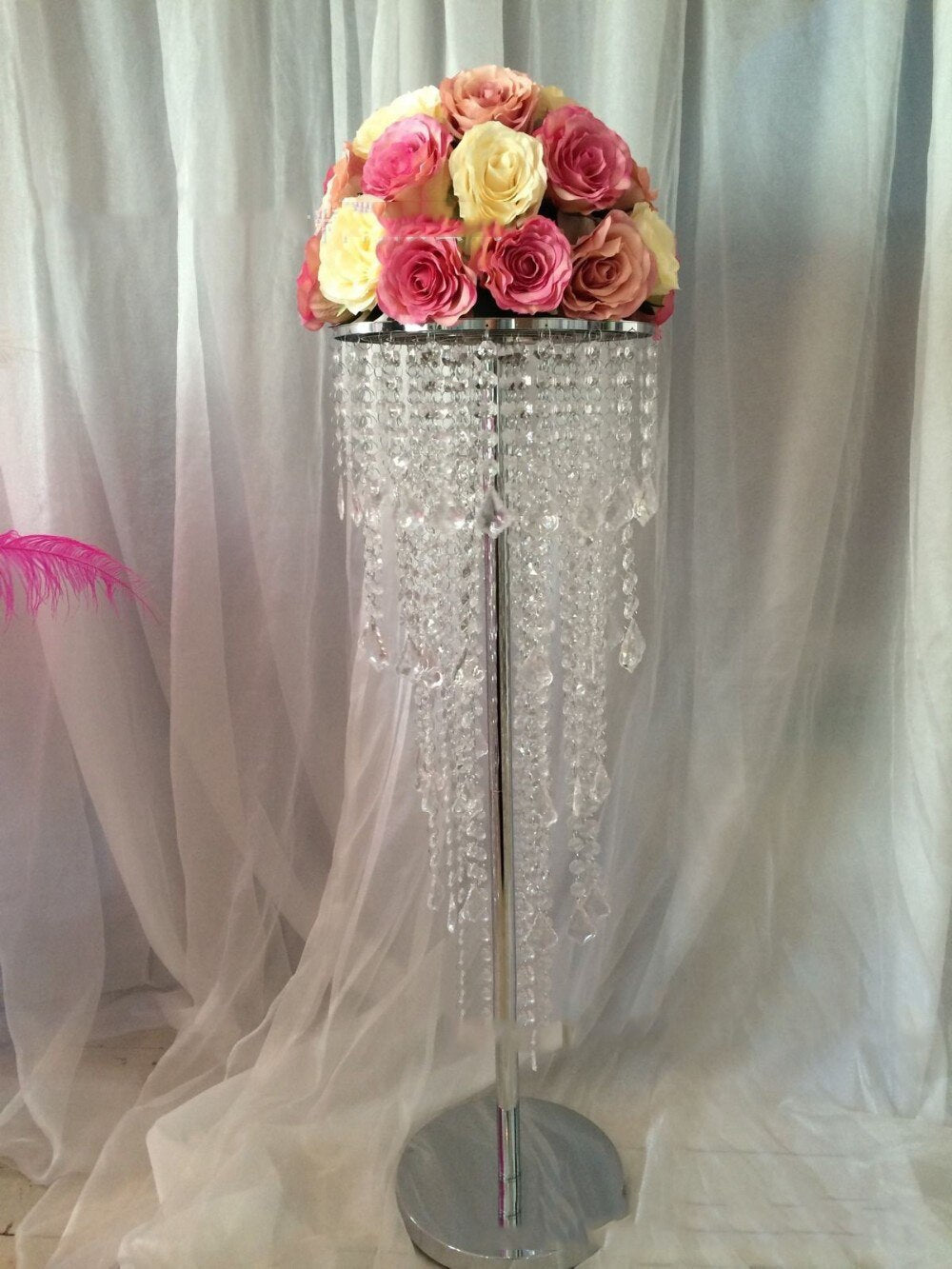 10pcs )Factory Wholesale Wedding Aisle Decoration Crystal Flower Stand senyu0995