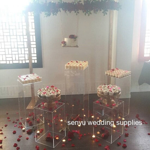 Custom clear acrylic decoration colums plastic hollow ballon container flower stand for wedding party senyu0704