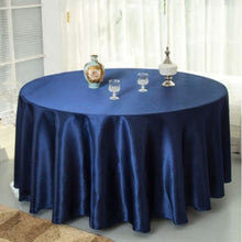 Load image into Gallery viewer, 10pcs Navy blue 120 Inch Round Satin Tablecloths  Table Cover for Wedding Party Restaurant Banquet Decorations