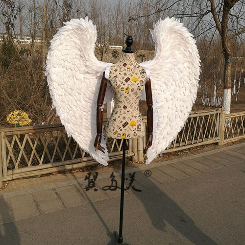 High quality Cosplay costume adult's white angel wings wedding bar Decorations photography shooting props Pure handmade