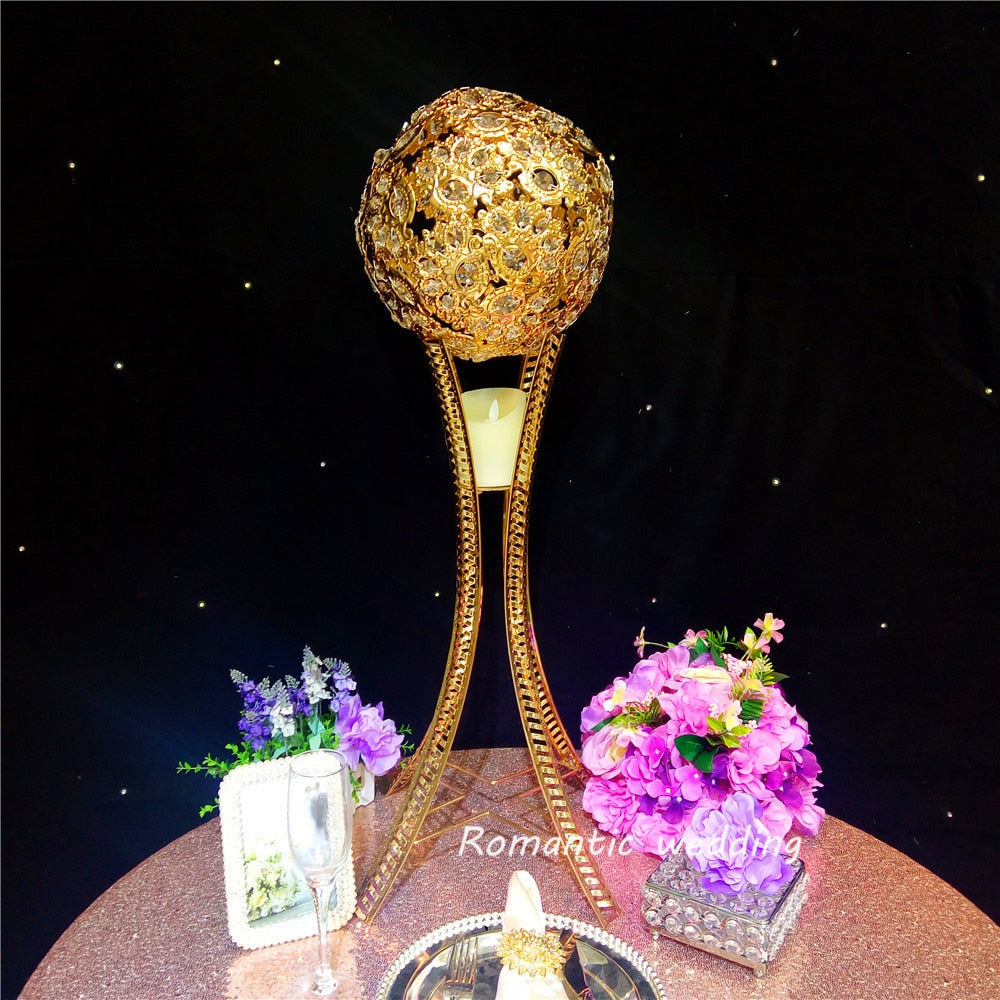 10pcs/lot Free shipment Hollow Gold Metal Ball Table Centerpiece crafts Discounted Now for Wedding party event home decoration
